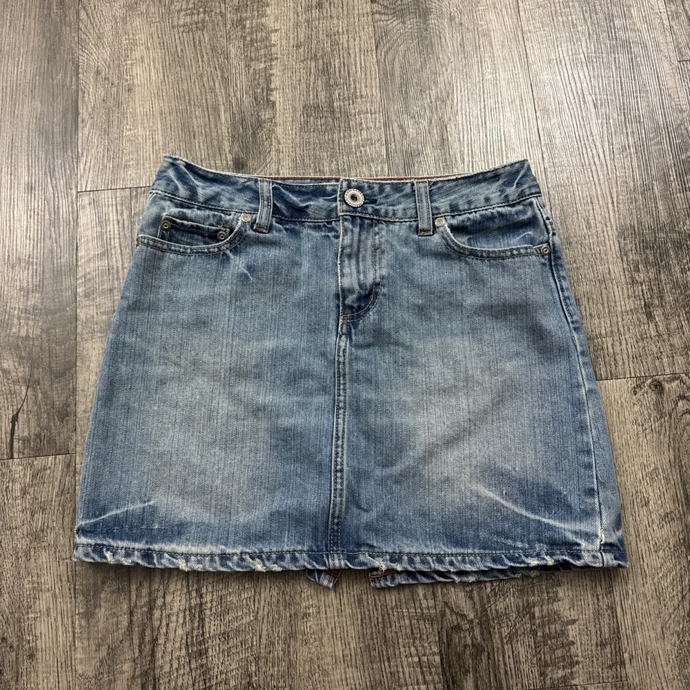 Y2K American Eagle Rhinestone Pocket Denim Jean Skirt
